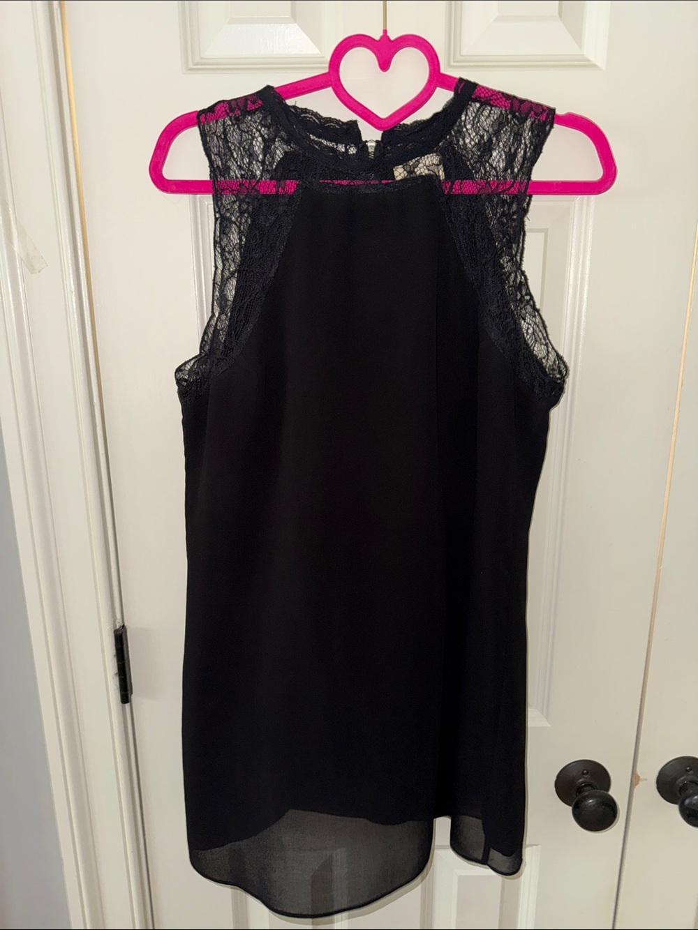 Black Lace Yoke Sleeveless blouse